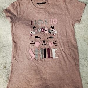 Pink Cat Graphic Girls T-Shirt
